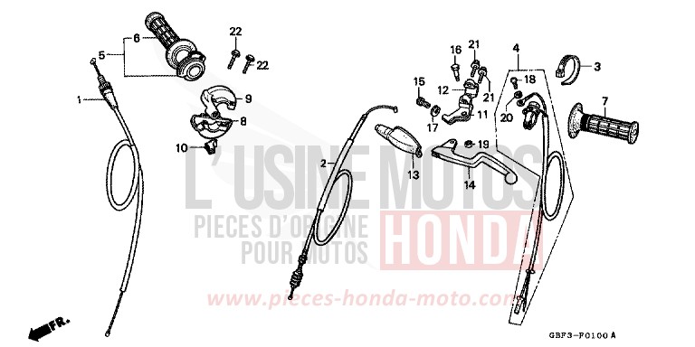 SCHALTER/KABEL von CR80R "große Räder" NEUCLEAR RED (R177) von 1997